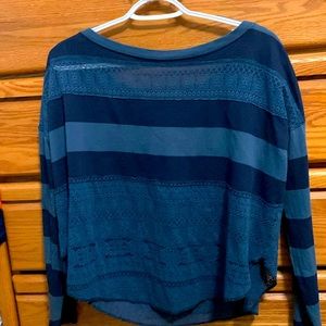 WE THE FREE XS TOP WITH SEE THROUGH LACE IN BLUE